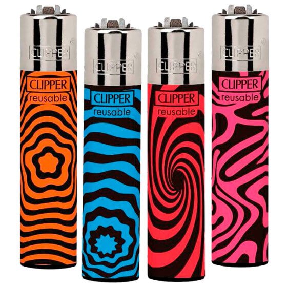 Clipper Large Accendino a Pietrina Grande Ricaricabile con Fantasia Groovy Ilusion - Serie da 4 Accendini