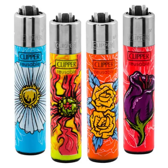 Clipper Micro Accendino Piccolo con Fantasia Abstract Plants - Serie da 4 Accendini